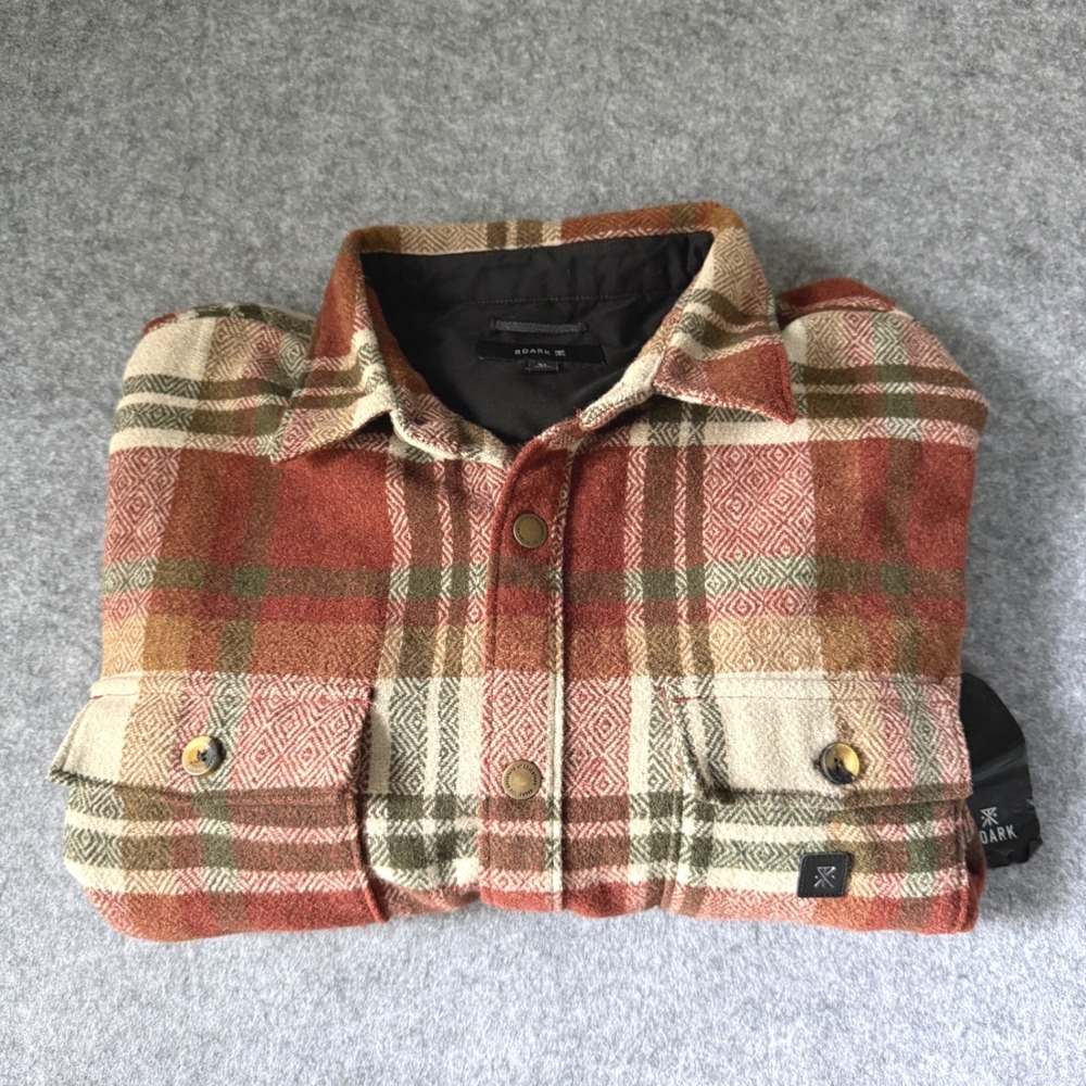 NEW Roark Nordsman Flannel Shirt Mens XL Sangria Plaid Wool Blend Snap Front NWT